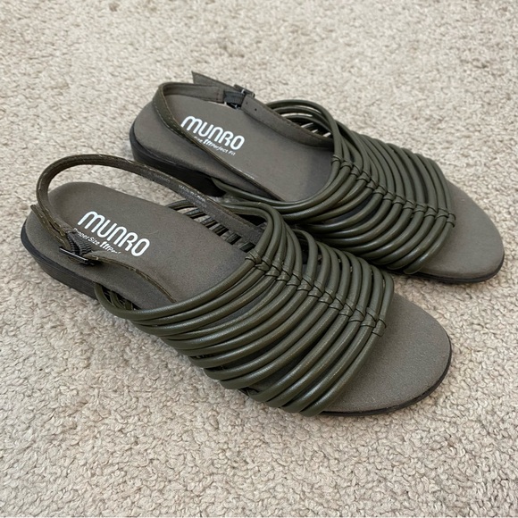 Munro Celia Slingback Sandals Military Green 6 - Picture 2 of 7
